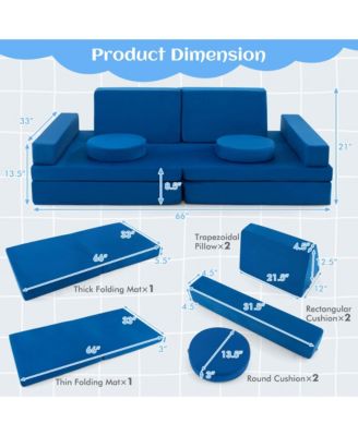 Kids Play Sofa Set Modular Convertible Foam Folding Couch Toddler Playset