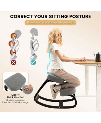 Rocking Kneeling Chair Ergonomic Posture Correcting Back Pain Padded Cushion