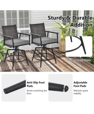 360° Swivel Bar Stool Set of 2 Counter Height Bar Chair with Metal Frame