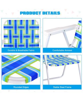 Set of 6 Patio Folding Web Chair Set Portable Beach Camping Chair Red