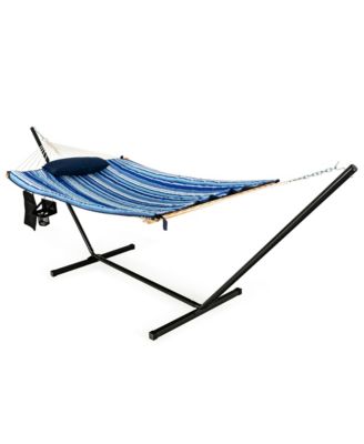 Swing Hammock Chair Set Hanging Bed w/ Heavy-Duty Steel Stand Cup Holder