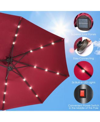 15Ft Patio Double-Sided Solar LED Market Umbrella Crank Base