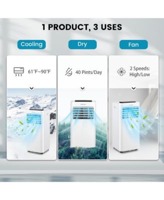 8000 BTU Portable Air Conditioner 3-in-1 AC Unit with Cool Fan Dehum Sleep Mode