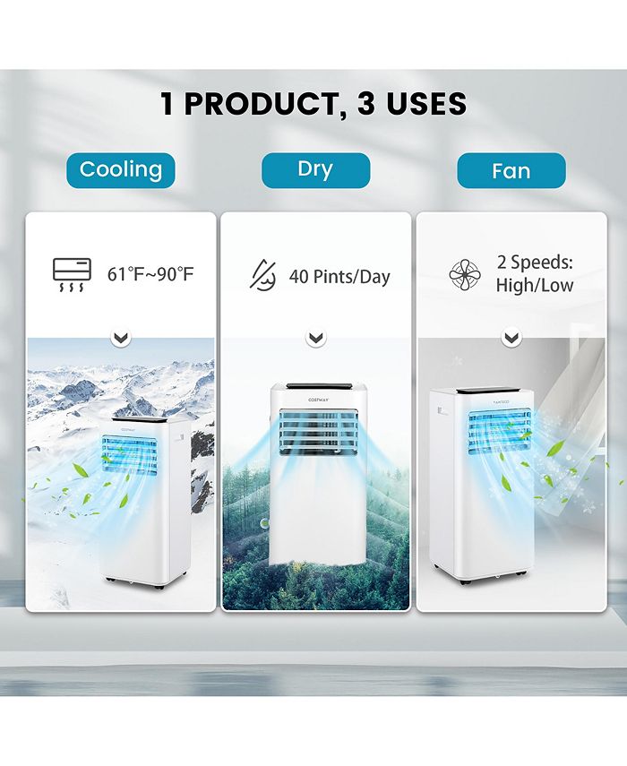 Costway 8000 BTU Portable Air Conditioner 3in1 AC Unit with Cool Fan Dehum Sleep Mode Macy