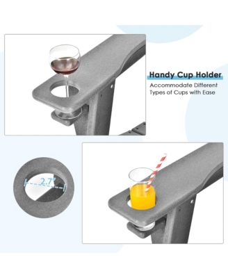 Patio Adirondack Chair Weather Resistant Garden Deck W/Cup Holder