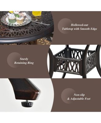 36'' Patio Round Dining Bistro Table Cast W/2'' Umbrella Hole