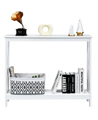 1 PC P2 MDF 2-Tier Console Table x-Design Bookshelf Sofa Side Accent Table