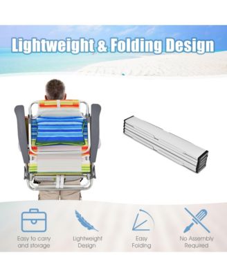 3PCS Folding Beach Chair and Table Set Outdoor Adjustable Reclining Chair