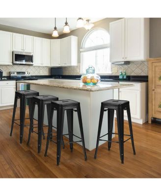 Set of 4 Metal Bar Stools 30'' Bar Height Barstools Industrial