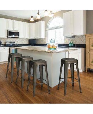 Set of 4 Metal Bar Stools 30'' Bar Height Barstools Industrial