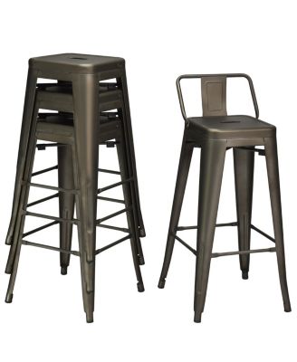 Set of 4 Metal Bar Stools 30'' Bar Height Barstools Industrial