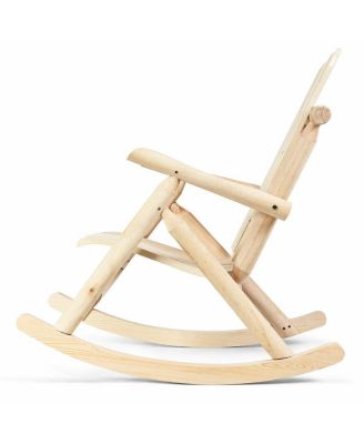 Log Rocking Chair Wood Single Porch Rocker Lounge Patio Deck Furniture