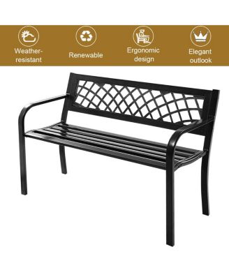 Patio Park Garden Bench Porch Path Chair Outdoor Deck Steel Frame
