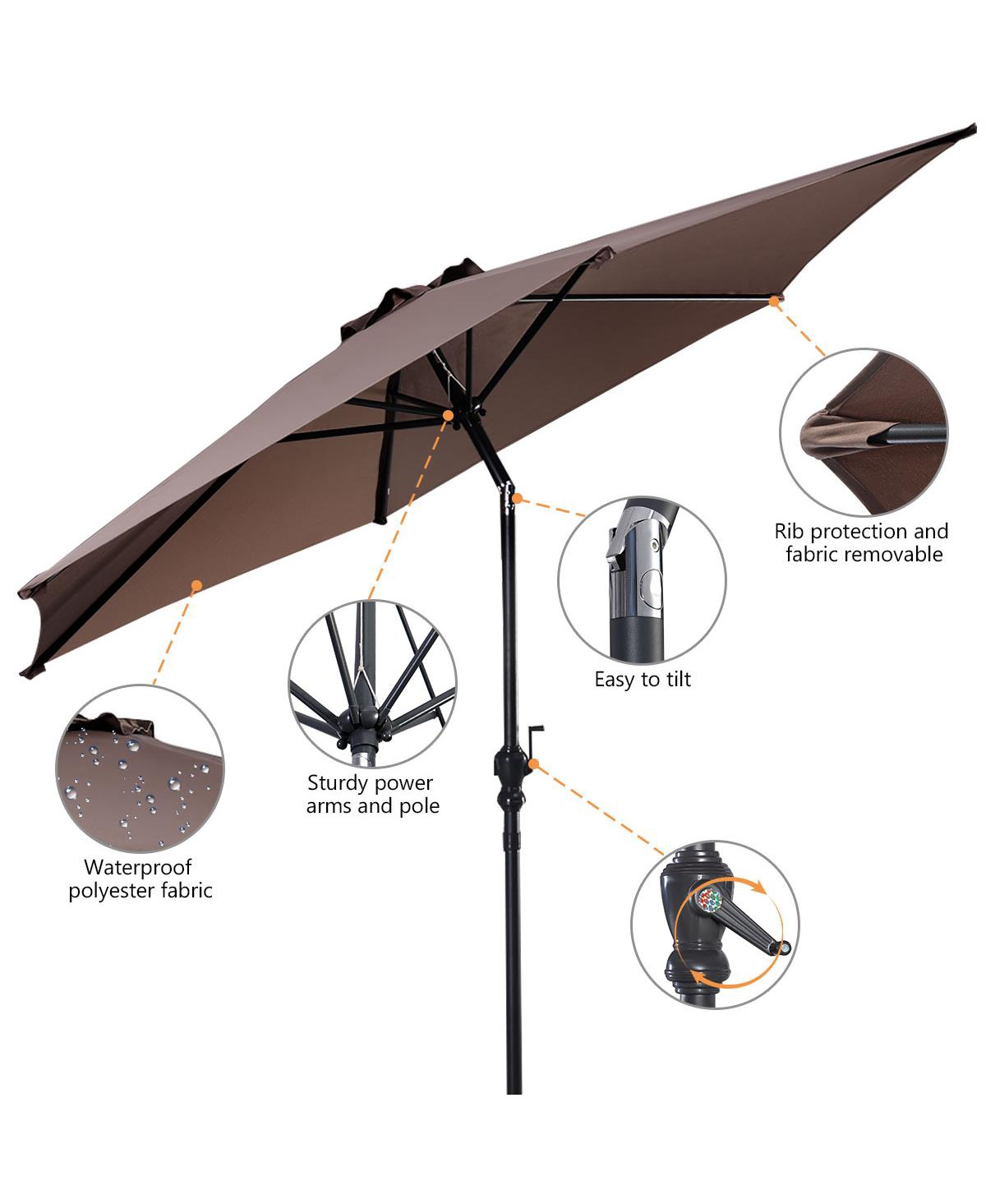 Costway 9FT Patio Umbrella Patio Market Steel Tilt W/ Crank Outdoor Yard Garden