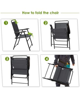 4PCS Outdoor Patio Folding Chair W/Armrest Portable Camping Lawn Garden