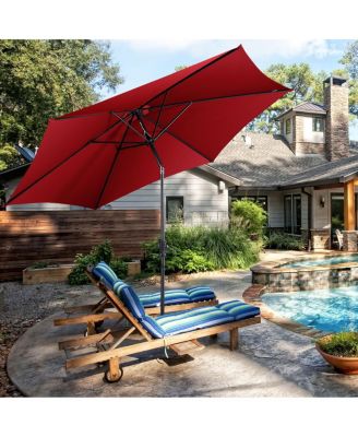 10FT Patio Umbrella 6 Ribs Market Steel Tilt W/ Crank Outdoor Garden