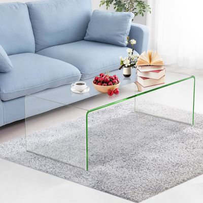 Tempered Glass Coffee Table Accent Cocktail Side Table Living Room Furniture