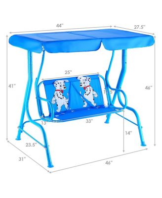 Kids Patio Swing Chair Children Porch Bench Canopy 2 Person Yard Furniture