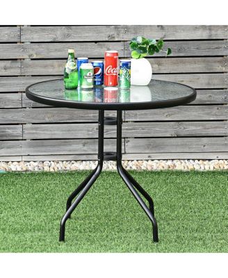 32''Outdoor Patio Round Table Tempered Glass Top