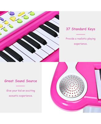 37 Key Electronic Keyboard Kids Toy Piano MP3 Input with Microphone and Stool