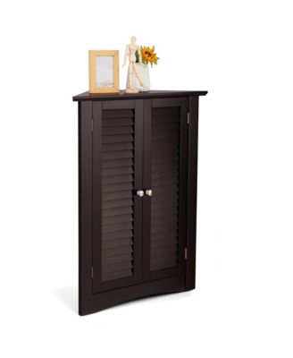 Storage Cabinet Freestanding Floor Cabinet Bathroom w/ Shutter Door