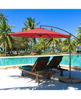 10 FT Patio Offset Umbrella w/8 Ribs Cross Base Tilt