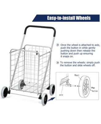 Folding Shopping Cart Utility Trolley Portable For Grocery Laundry Travel