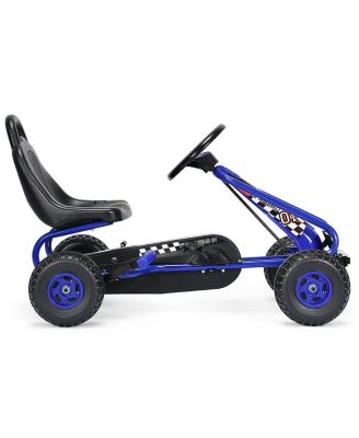 Kids Pedal Go Kart 4 Wheel Ride On Toys w/ Adjustable Seat & Handbrake