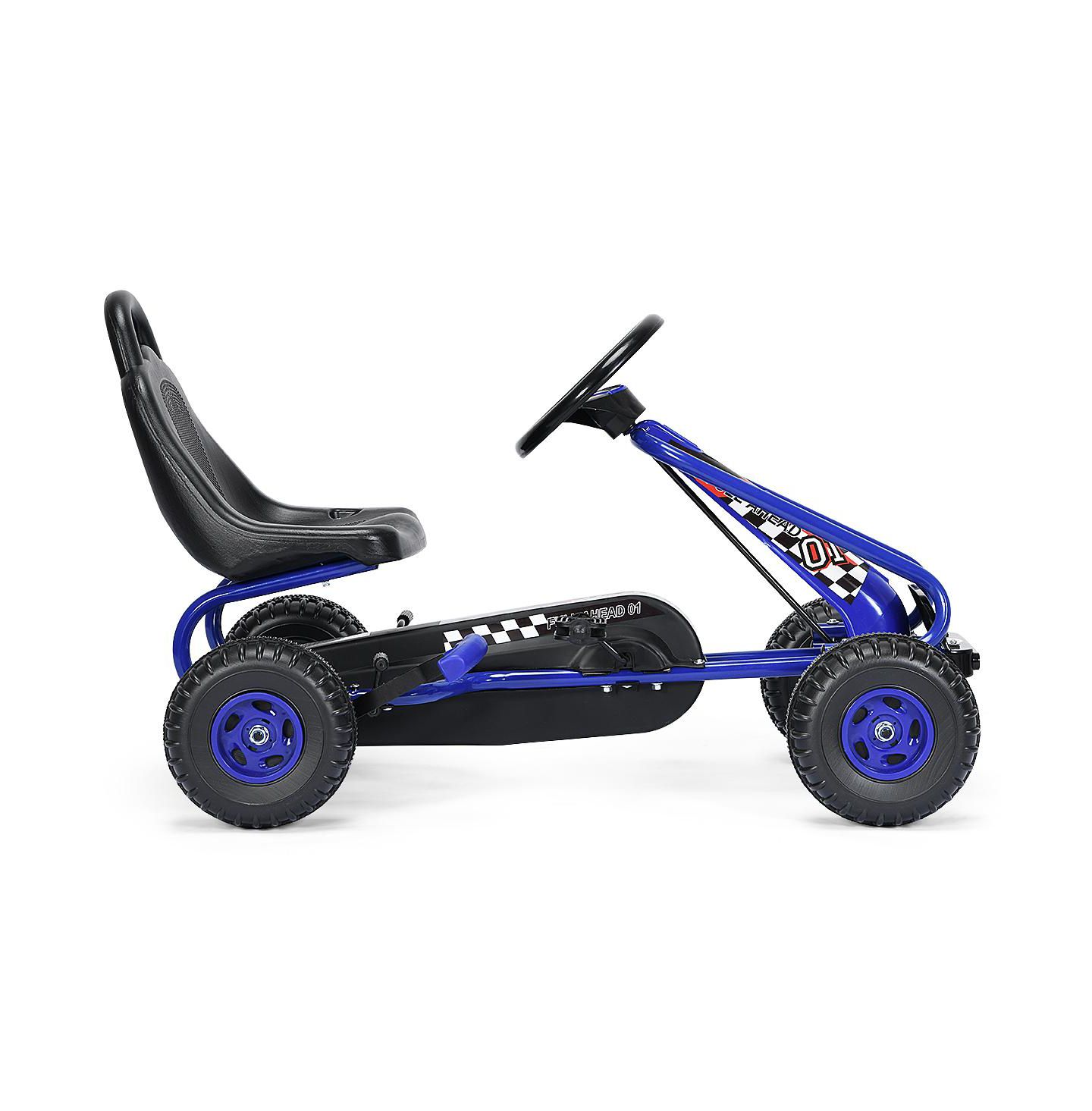Детская игрушка Costway Pedal-Powered Go Kart with Adjustable Seat & Hand Brake, 66 lbs. Capacity, Ages 3-7, цвет: Синий — фото 7