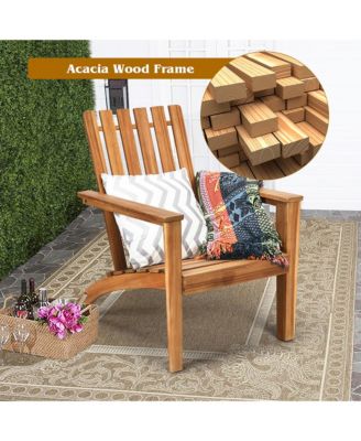 Patio Adirondack Chair Acacia Wood Lounge Armrest Garden Deck