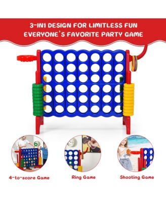 4-in-A Row Giant Game Set w/Basketball Hoop for Family