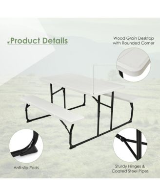 Foldable Picnic Table Bench Set Outdoor Camping for Patio and Backyard