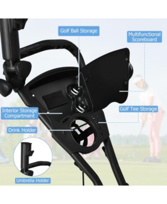 Folding 3 Wheels Golf Push Cart W/Bag Scoreboard