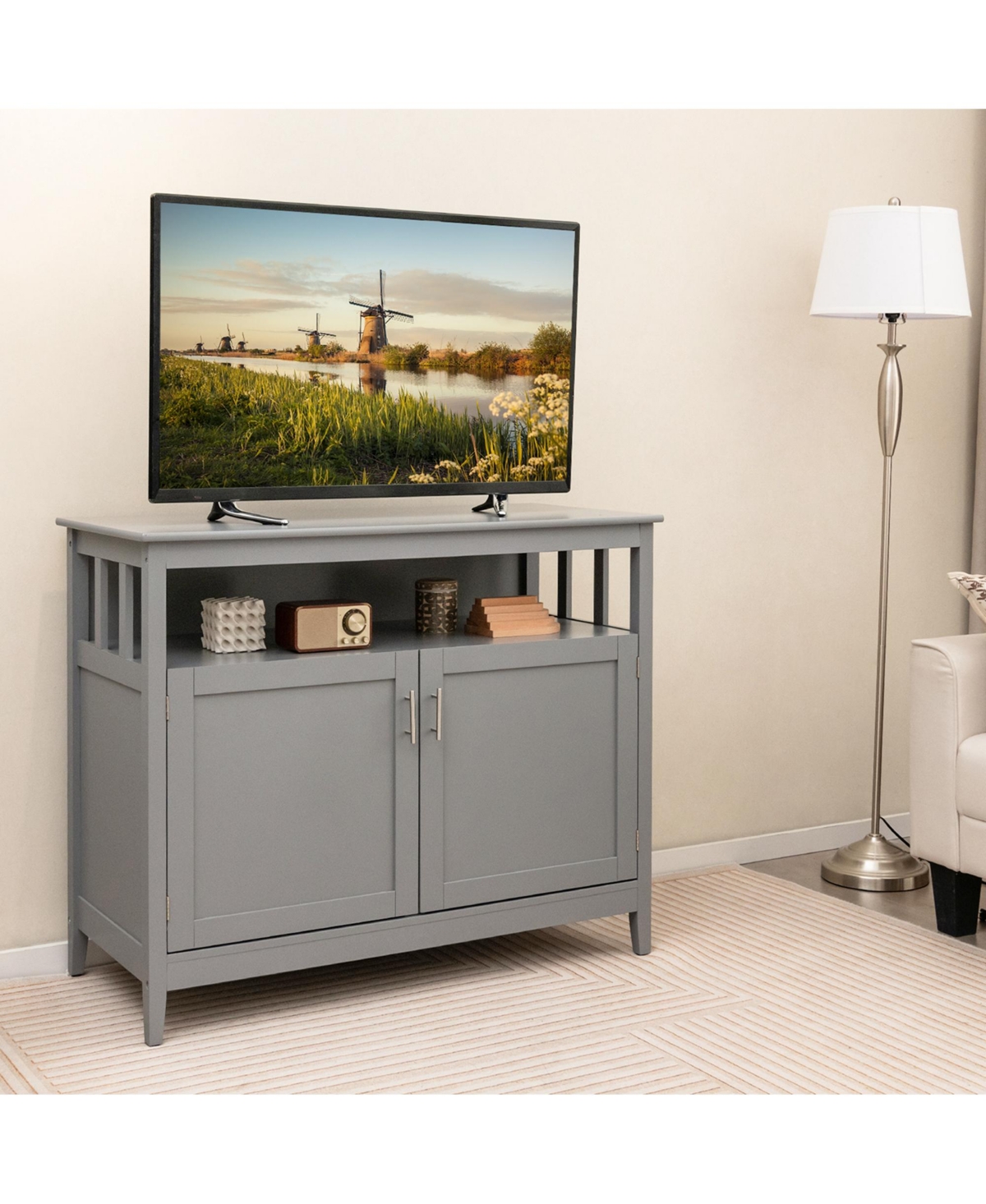 Costway Kitchen Sideboard Buffet Server Cupboard Storage Cabinet with 2 Doors
