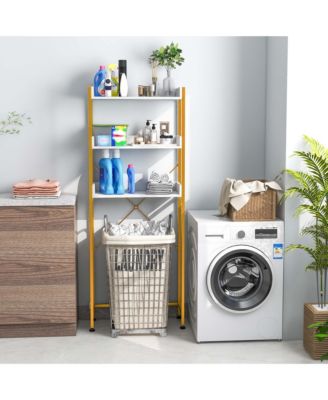 3-Tier Over-The-Toilet Bathroom Shelf Metal Frame Space Saver Rack with 4 Hooks