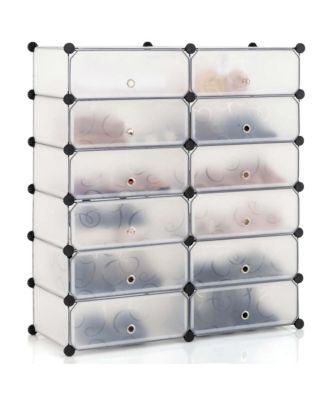 Shoe Rack 12-Cube DIY Plastic Shoe Cabinet Multi Use Modular Closet Shelf