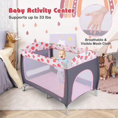 Girls 3 in 1 Playard Portable Nursery Center w/ Zippered Door Mint