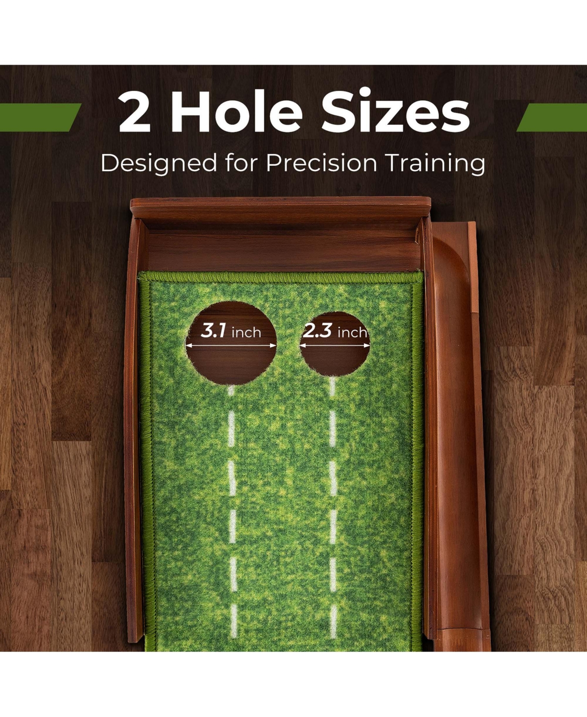 Costway PuttingPractice Golf Putting Mat with Auto Ball Return and 3 Hole Sizes - Green