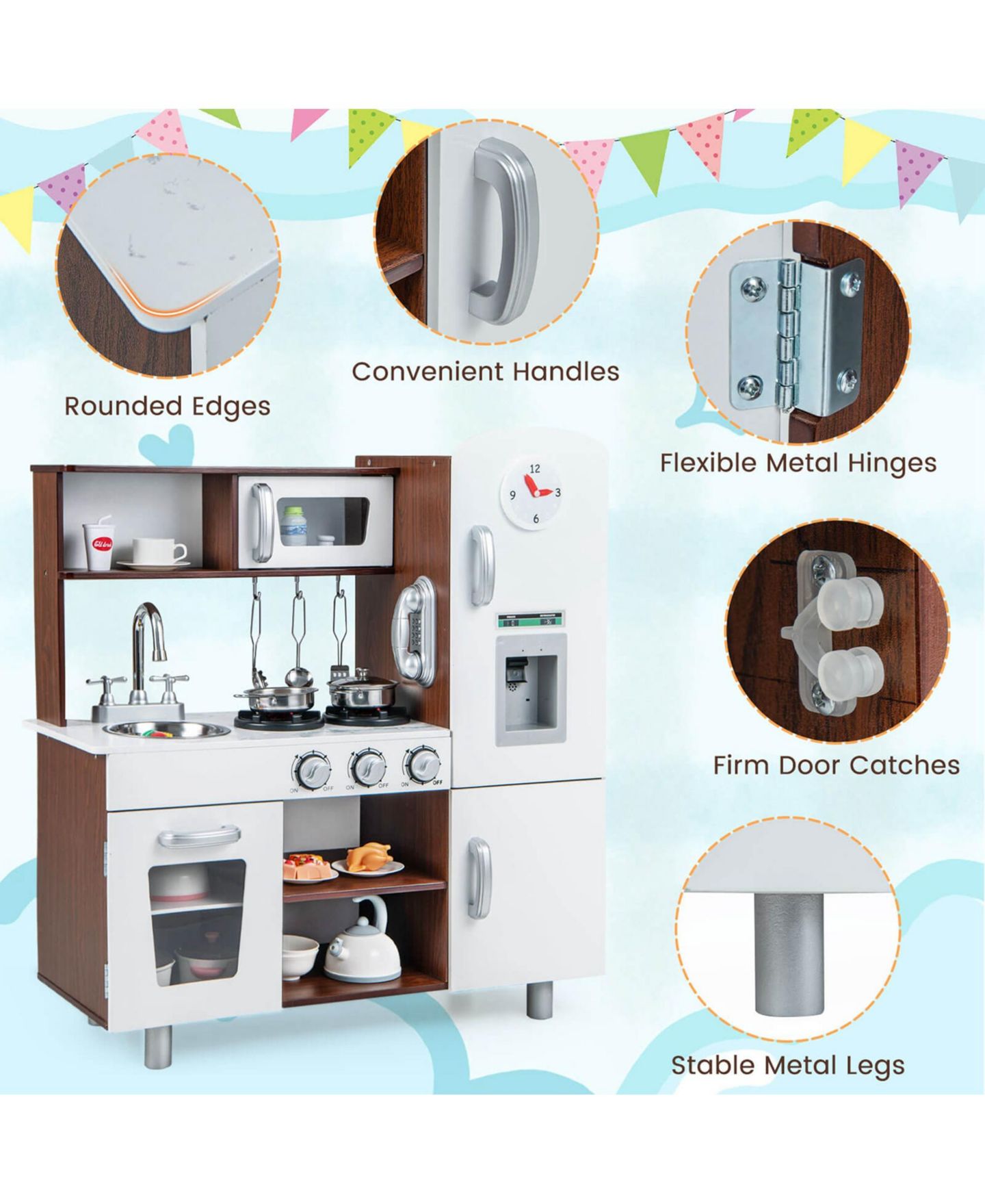 Детский игровой набор Costway Sounds & Lights 6-Piece Kitchen Playset, от 3 лет, цвет: Белый — фото 9