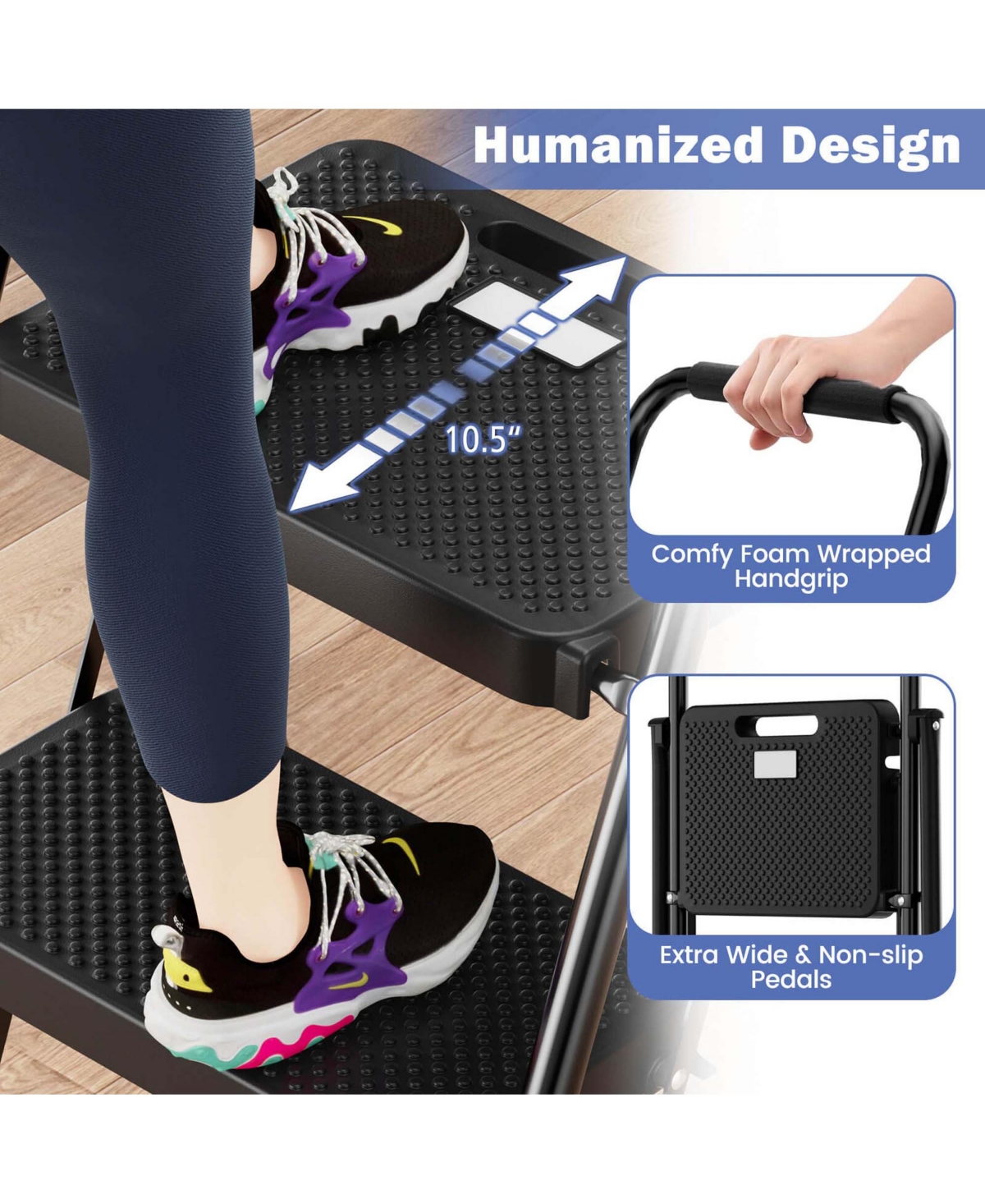 Costway Folding Step Ladder Portable 4 Step Ladder with Safety Handrails & Anti-Slip Pedals