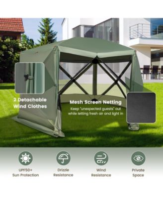 6-Sided Pop-Up Screen House Tent with 2 Wind Panels for Camping, 1.5 x 11.5 FT