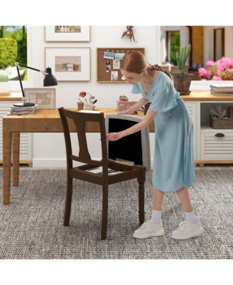 2 PCS Wood Chair Antique Upholstered Chair with Storage Space