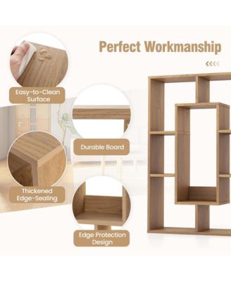 7-Cube Geometric Bookshelf with Anti-Toppling Device Modern Open Bookcase