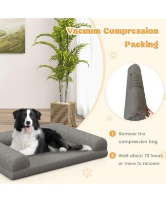 Orthopedic Dog Bed Medium Small Dogs with 3-Side Bolster Non-Slip Bottom Zippers