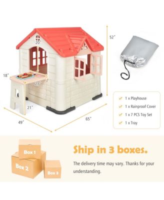 Kids Playhouse Realistic Cottage Playhouse with Openable Windows & Working Door