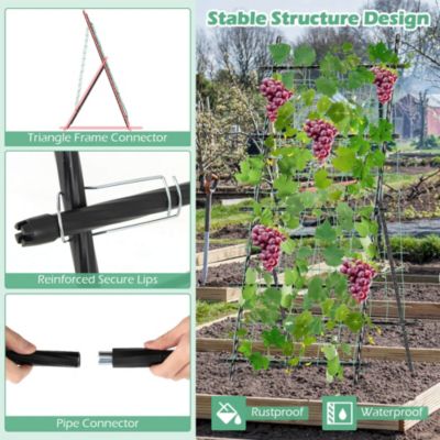 74" Garden Cucumber Trellis for Plant Climbing with PE-Coated Frame, Trellis Net