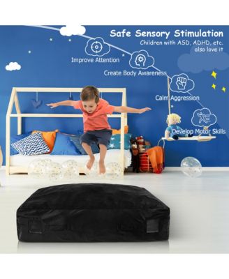 47" x 35.5" Crash Pad Sensory Mat with Foam Blocks and Washable Velvet Cover