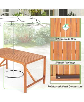 Patio Rectangular Acacia Wood Dining Table 4-6 Person Outdoor