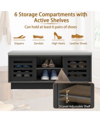 Shoe Storage Bench with Cushion and Shoe Rack Organizer for Entryway