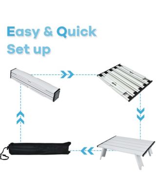 2-Pack Folding Backpack Beach Chair Table Set 5-Position Outdoor Reclining Chair